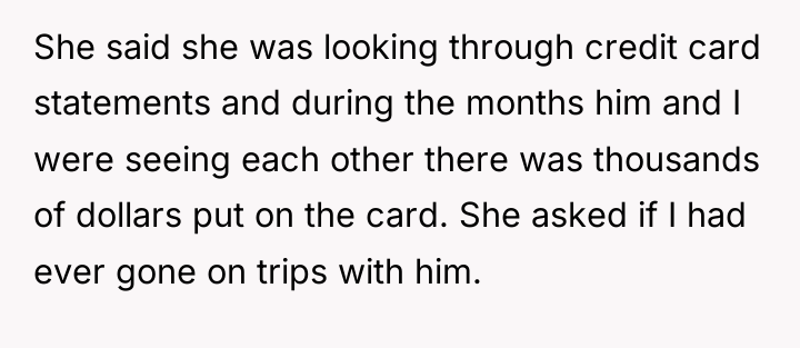 She said she was looking through credit card statements and...