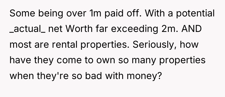 Some being over 1m paid off. With a potential _actual_...