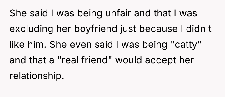 She said I was being unfair and that I was...