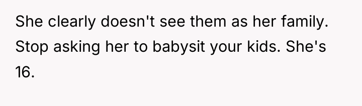 She clearly doesn't see them as her family. Stop asking...