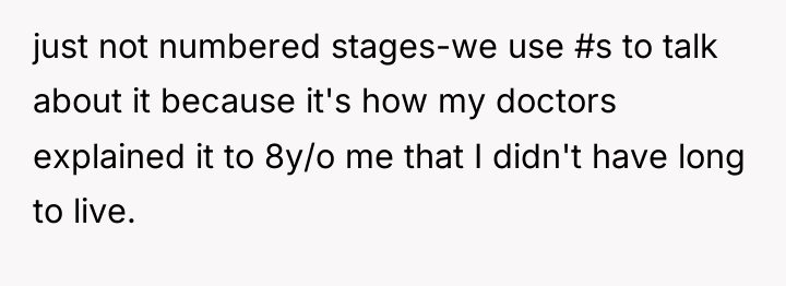just not numbered stages-we use #s to talk about it...