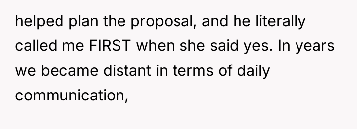 helped plan the proposal, and he literally called me FIRST...