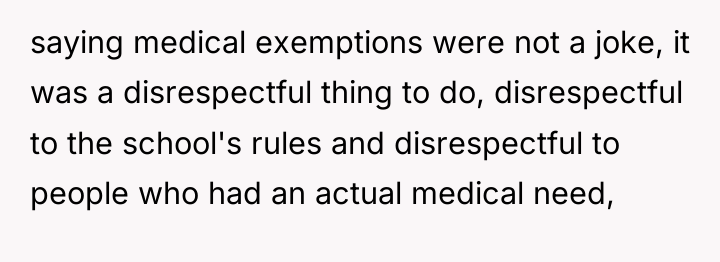 saying medical exemptions were not a joke, it was a...