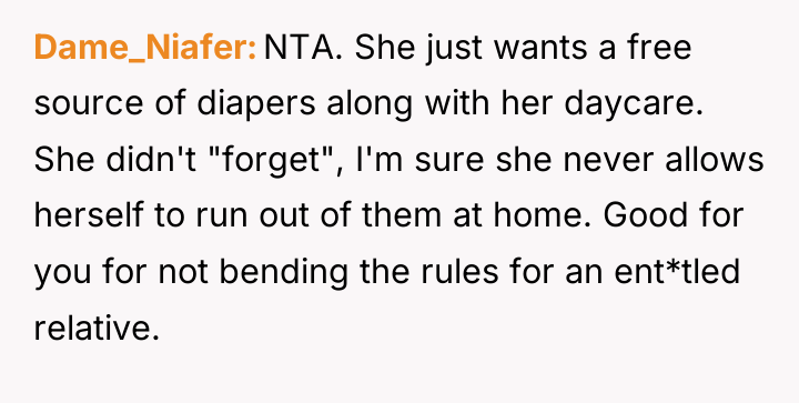 Dame_Niafer NTA. She just wants a free source of diapers...