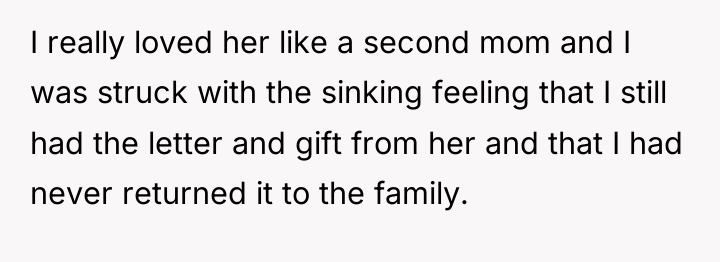 I really loved her like a second mom and I...