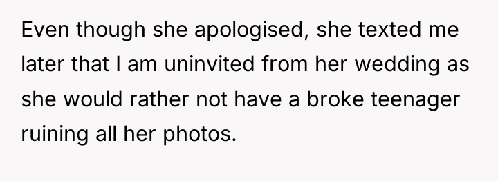 Even though she apologised, she texted me later that I...