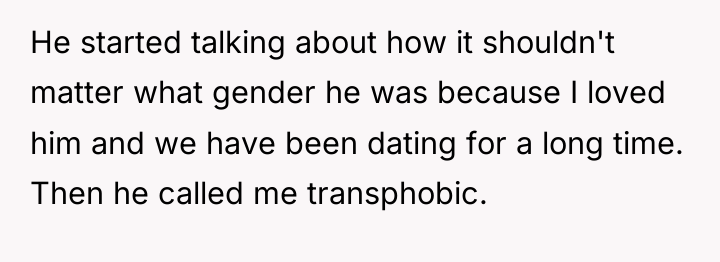 He started talking about how it shouldn't matter what gender...