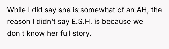 While I did say she is somewhat of an AH,...