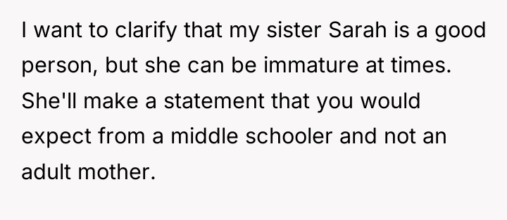 I want to clarify that my sister Sarah is a...