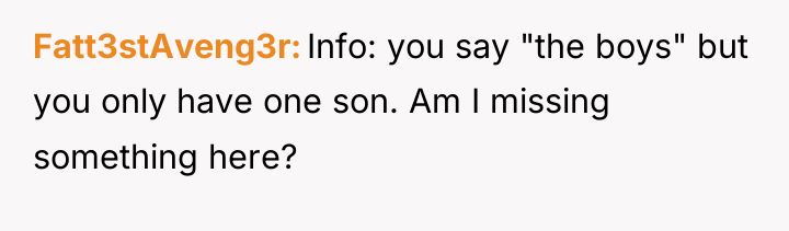 Fatt3stAveng3r Info: you say "the boys" but you only have...