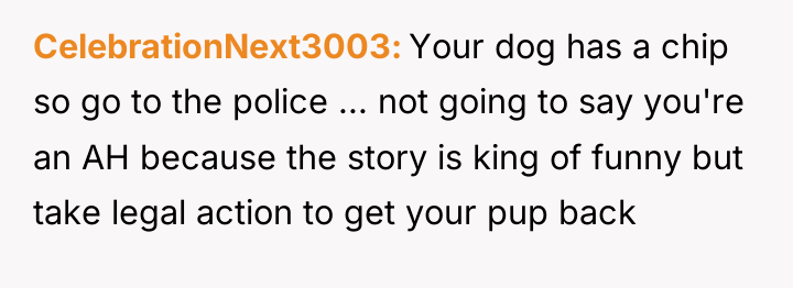 CelebrationNext3003 Your dog has a chip so go to the...