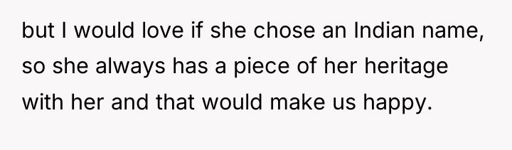 but I would love if she chose an Indian name,...