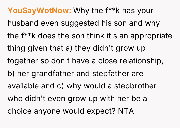 YouSayWotNow Why the f**k has your husband even suggested his...