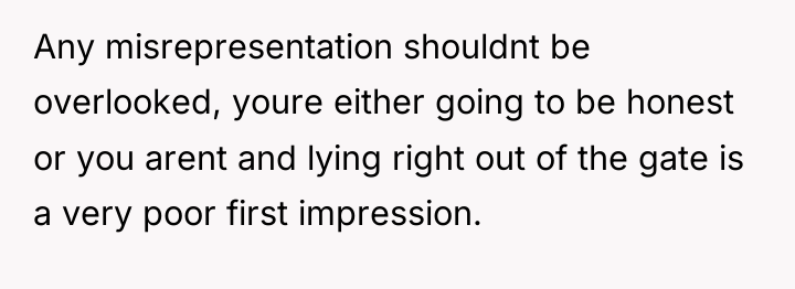 Any misrepresentation shouldnt be overlooked, youre either going to be...