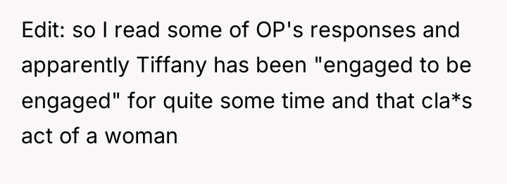 Edit: so I read some of OP's responses and apparently...