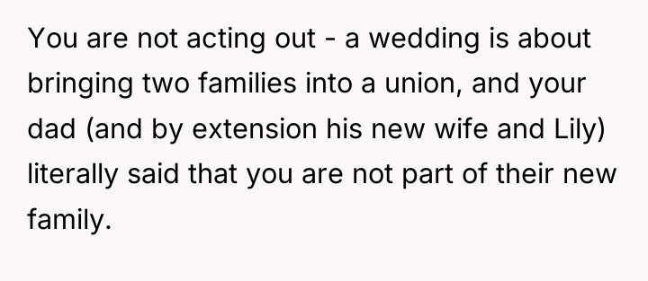 You are not acting out - a wedding is about...