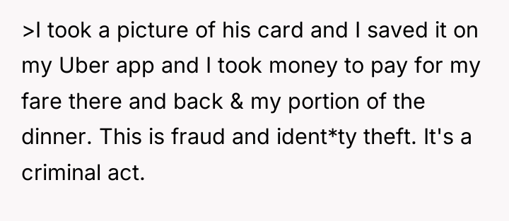 >I took a picture of his card and I saved...