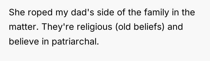 She roped my dad's side of the family in the...