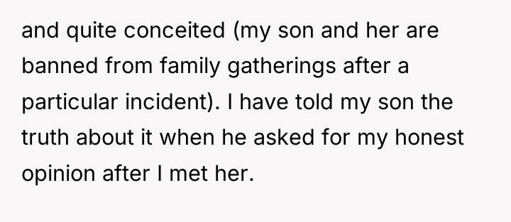 and quite conceited (my son and her are banned from...
