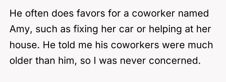 He often does favors for a coworker named Amy, such...