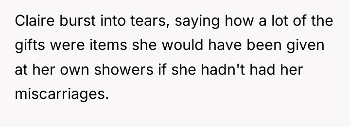 Claire burst into tears, saying how a lot of the...