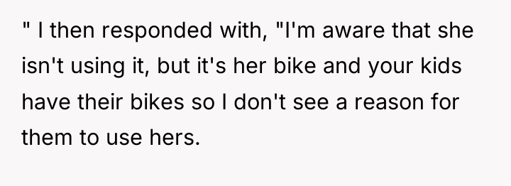 " I then responded with, "I'm aware that she isn't...