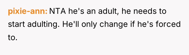 pixie-ann NTA he's an adult, he needs to start adulting....