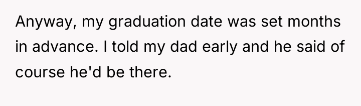 Anyway, my graduation date was set months in advance. I...