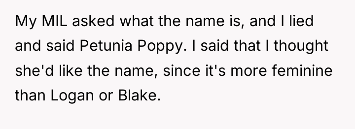 My MIL asked what the name is, and I lied...