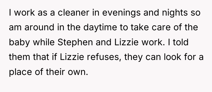 I work as a cleaner in evenings and nights so...