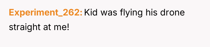 Experiment_262 Kid was flying his drone straight at me!