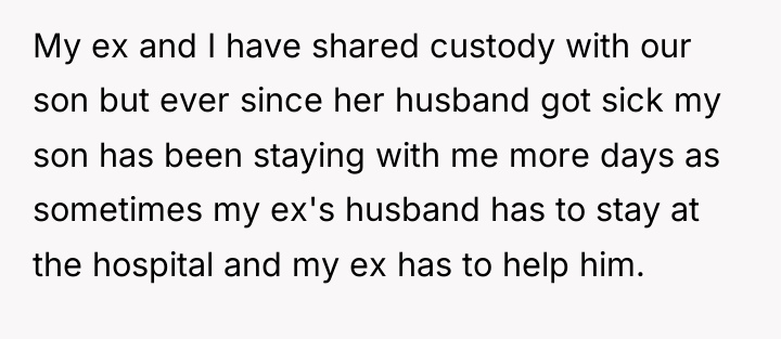 My ex and I have shared custody with our son...