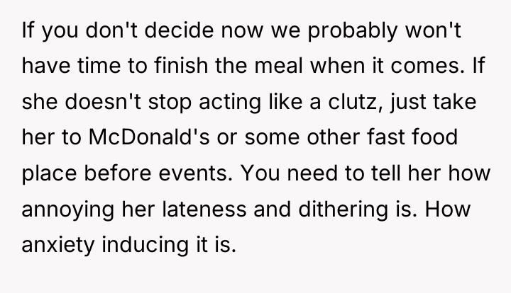 If you don't decide now we probably won't have time...
