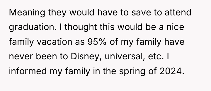 Meaning they would have to save to attend graduation. I...