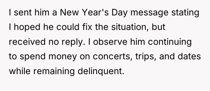 I sent him a New Year's Day message stating I...