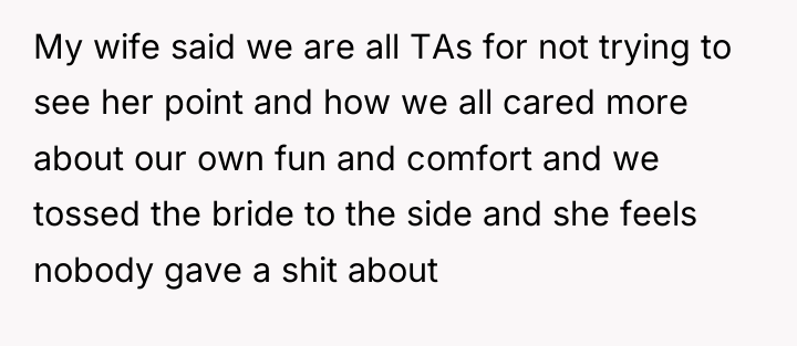 My wife said we are all TAs for not trying...