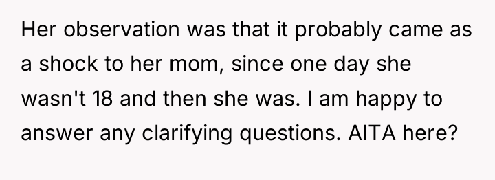 Her observation was that it probably came as a shock...