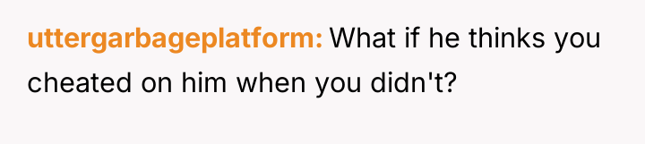 uttergarbageplatform What if he thinks you cheated on him when...