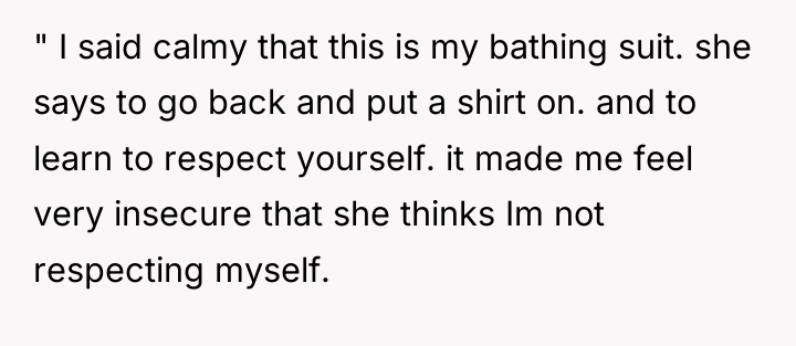 " I said calmy that this is my bathing suit....