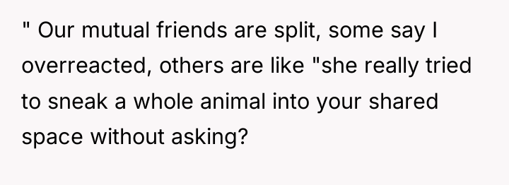 " Our mutual friends are split, some say I overreacted,...