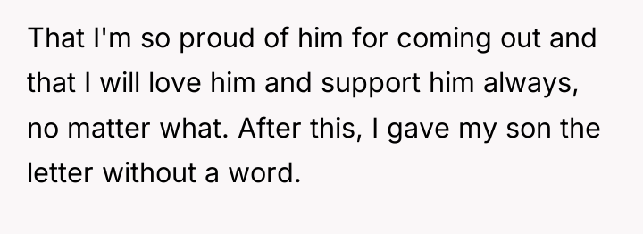 That I'm so proud of him for coming out and...