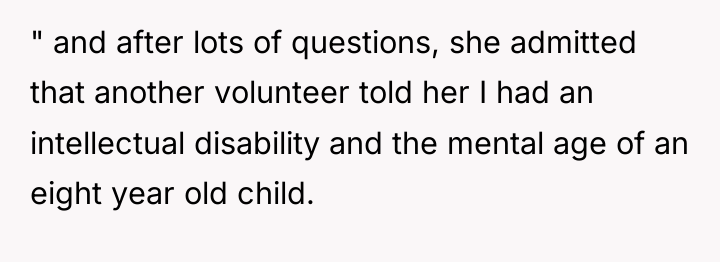" and after lots of questions, she admitted that another...