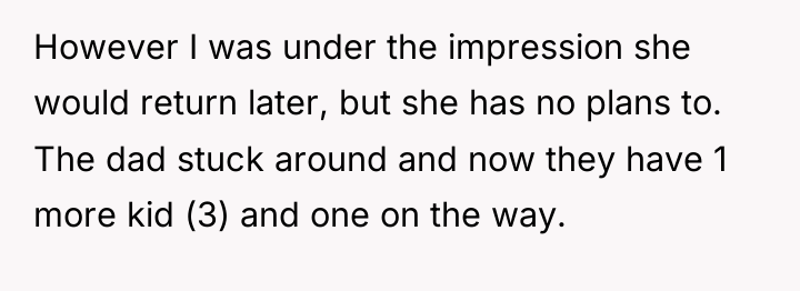 However I was under the impression she would return later,...