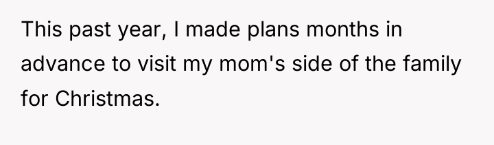 This past year, I made plans months in advance to...