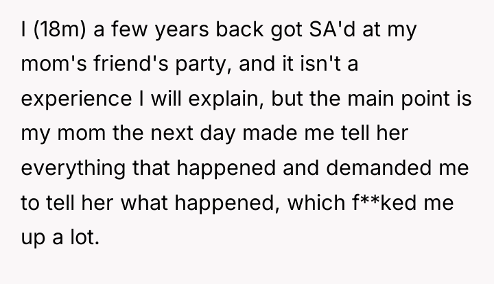 I (18m) a few years back got SA'd at my...