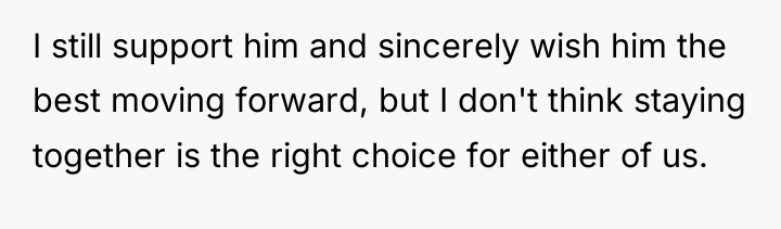 I still support him and sincerely wish him the best...