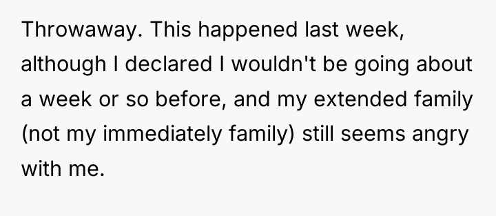 Throwaway. This happened last week, although I declared I wouldn't...