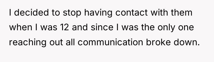 I decided to stop having contact with them when I...
