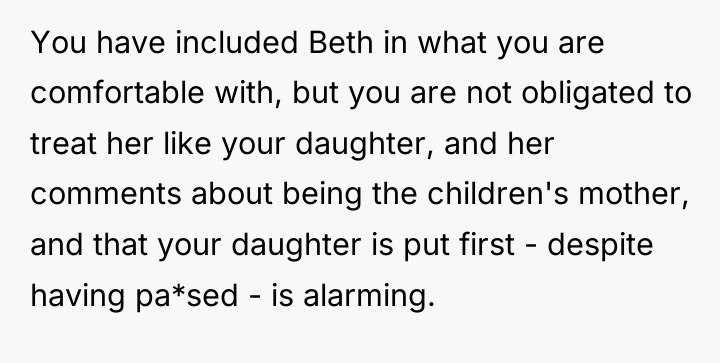 You have included Beth in what you are comfortable with,...