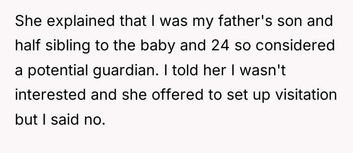 She explained that I was my father's son and half...